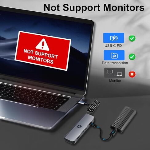 VCOM 10Gbps USB C Hub，5 Ports USB C Splitter with 100W Power Delivery，Portable USB C Multiport Adapter Compatible with MacBook Pro/Air, Surface Pro, Dell, HP, Microsoft, Not Support Monitor (Blue) in Saudi Arabia