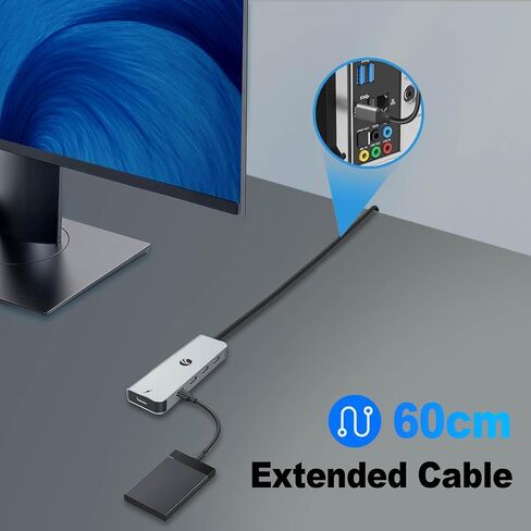 VCOM 10Gbps USB C Hub，5 Ports USB C Splitter with 100W Power Delivery，Portable USB C Multiport Adapter Compatible with MacBook Pro/Air, Surface Pro, Dell, HP, Microsoft, Not Support Monitor (Blue) in Saudi Arabia