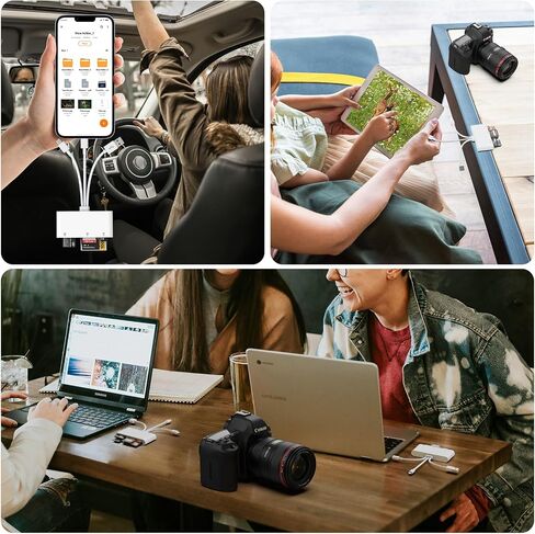 SD/TF/CF/MS/XD Card Reader for iPhone/USB C/Computer, 5 in 1 Multi Memory Card Reader OTG Adapter Hub for Micro SD/SD,XD Picture Card Reader with Lightning/USB-C/USB A Memory Stick pro Duo Adapter in Saudi Arabia