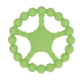 Nuby Silicone Wheel Teether - Soft, Multi-Textured Teething Relief for Babies, Easy to Grasp, Ultra-Flexible, Promotes Motor Skill Development, Bright and Engaging Design, 3+M