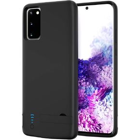 Battery Case for Samsung S20, 5000mAh Rechargeable Battery Charging Case for Samsung Galaxy S20 External Backup Battery Power Bank Charger Case Support Kickstand,Extended Your Battery Life Black