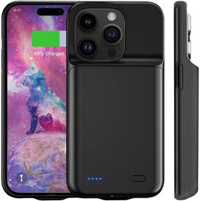 Battery Charging Case for iPhone 14 Pro Max, [2024 Upgraded] Ultra-Slim 6800mAh Portable Extended Charger Case Extended Battery Backup Pack for iPhone 14 Pro Max Rechargeable Charger Case-Black