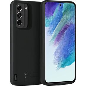 Battery Case for Samsung S21 FE, 5000mAh Rechargeable Battery Charger Case for Samsung Galaxy S21 FE 5G Extended External Backup Battery Power Bank Charging Case,Added Extra Juice,Black