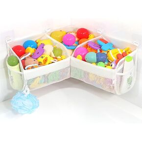 KPH bath toy storage， Say goodbye to the chaos of bath toys -3 compartments for bath toy holders keep your bathtub tidy, and bath toy organizers keep children's bath toys organized!