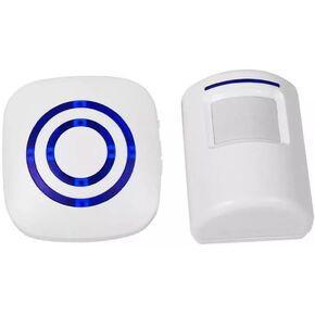 Wireless Home Security Driveway Alarm, Entry Alert, Visitor Door Bell Chime with 1 Plug-in Receiver and 1 PIR Motion Sensor Detector Alert System, Quality Sound and LED, 38 Melodies
