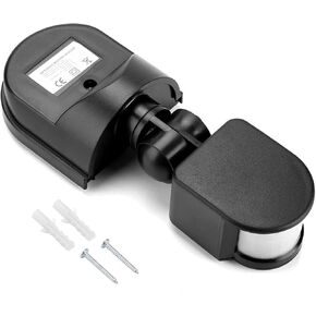 PIR Sensor Switch, 110V-240V Infrared Body Motion PIR Sensor, with 180°Detection Angle, Adjustable and Waterproof(Black)