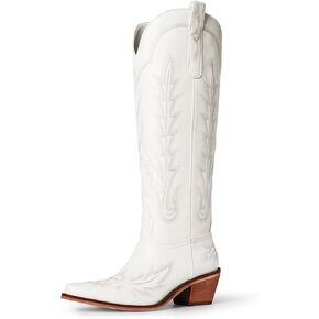 Fashion Embroidered Western Cowboy Boots for Women Ankle High Western Mid Calf Chunky Heel Pointed Toe Country Boots
