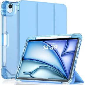 Glitter Case for iPad Air 13 Inch M2 (2024),Screen Protector with Pencil Holder,Sparkle Glitter Leather Trifold Stand Magnetic Smart Cover, Shiny Clear TPU Back for Women & Girl, RoseGold