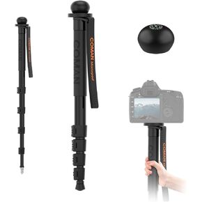Professional Mountaineering Monopod Tripod with Compass Lightweight Aluminum Telescopic Camera Monopod with feet and Pan Tilt Fluid Head for DSLR Video Cameras