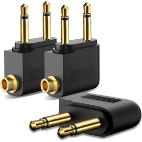Airplane Airline Flight Adapters for Headphones (3 Pack)
