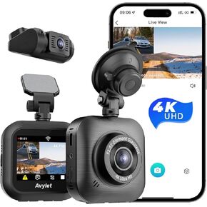 كاميرا Dash Cam أمامية وخلفية، كاميرا Avylet 4K/1080P Wi-Fi Dash للسيارات مع التطبيق، كاميرا Dashcam مزدوجة، شاشة IPS مقاس 2 بوصة، رؤية ليلية فائقة، WDR، وضع ركن السيارة 24 ساعة، زاوية واسعة 170 درجة، مستشعر G، حلقة تسجيل in Kuwait