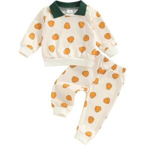 Toddler Baby Boy Halloween Outfit Long Sleeve Sweatshirt Tops with Sweatpants Fall Winter Clothes 2Pcs