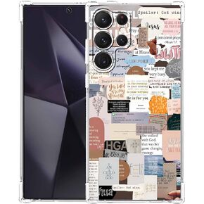 Christian Bible Verse Case for Samsung Galaxy S24 Ultra,Jesus Quote Collage Pattern Case,Soft TPU Full Cover Case for Galaxy S24 Ultra