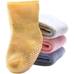 Anti-Slip Cotton Ankle Crew Socks - 3-12 Months (6 Pairs) for Babies | Non-Skid Soft Infant Footwear