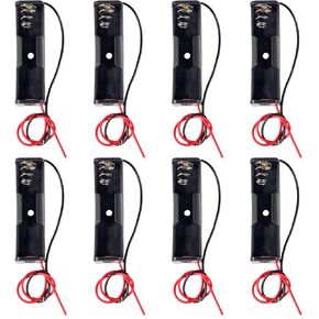 8pcs Single AA Battery Holder 1 X 1.5V AA Battery Holder Case Box with Leads Wires