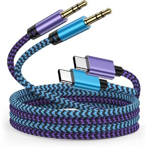 Samsung S24 Ultra Type C to 3.5mm Audio Aux Cord 3FT USB C to 3.5mm Male Car Stereo Cable Braided Headphone Jack Adapter for Samsung Galaxy A15 5G S24 A54 A55 A53 A14 S23 S22 S21 S20,iPhone 15,Pixel 8