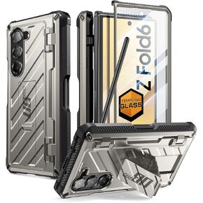 SUPCASE for Samsung Galaxy Z Fold 6 Case with S Pen Holder (UB Pro) [Built-in Screen Protector & Kickstand] [Military-Grade Protection] Heavy Duty Rugged Phone Case 360° Full Shockproof Cover, Black