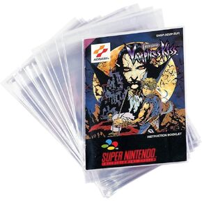 100 PCS Plastic Sleeves for SNES N64 Pouch Instructions Booklet Case Resealable Protective Manual and Insert Bags