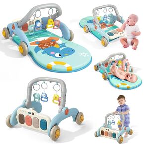 Baby Play Gym Mat, Interactive Baby Activity Center Play Mat, Kick Play Piano Gym Musicial Lights, Tummy Time Mat Gift Toys for Babies Infants Newborn Toddlers Boys Girls - Pink