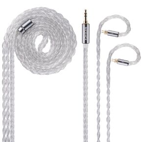 IcyMoon 16 Core OCC+Silver Plated OFC IEM Cable: MMCX/QDC/0.78mm 2Pin Earphone Cable for in Ear Monitor with 3.5/2.5/4.4mm Plug, for DB2, ZS10 Pro, ZST IEMs
