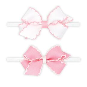 مجموعة هدايا للفتيات من Wee Ones مكونة من شريطين صغيرين من Moonstitch Grosgrain على أربطة رأس رفيعة من النايلون، مقاس صغير، Whl/Prw