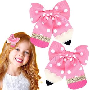 Back to School Hair Clips Pencil Bow Hair Clips Yellow Glitter Bowknot Alligator Hair Barrettes for Girls Babies Toddlers Teacher Outfits Hair Accessories Teens Gifts