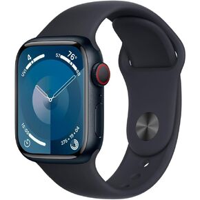 Apple Watch Series 9 [GPS + Cellular 41mm] Smartwatch with Midnight Aluminum Case with Midnight Sport Band S/M. Fitness Tracker, Blood Oxygen & ECG Apps, Always-On Retina Display (Renewed)