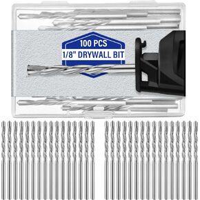 100 Pcs Drywall Bit Drywall Guide Point Cutting Bits Diameter Drywall Router Bits Drywall Tools, Cutting Drywall, for Use with Spiral Saw (1/8")