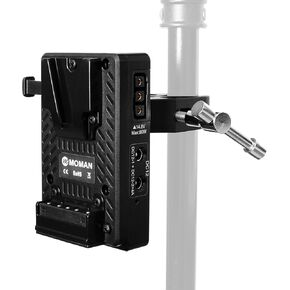 Moman MVBP-C Mini V Mount Battery Plate with Super Clamp, Dual USB-C Output & 8V/12V DC Output & 14.8V D-Tap Output, Power Supply with 4×DC Cables for BMPCC 4K/6K DSLR Camera Camcorder