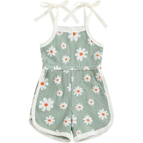 Toddler Baby Girl Romper Daisy Floral Sleeveless Straps Jumpsuit Shorts Overalls Cute Summer Outfit Clothes in Kuwait