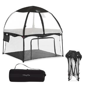 Ziggy Square Playpen with Canopy | Baby Playpen | Portable and Lightweight | Playpen for Babies and Toddler | Black & White