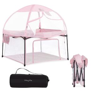 Ziggy Square Playpen with Canopy | Baby Playpen | Portable and Lightweight | Playpen for Babies and Toddler | Black & White