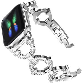 حزام معدني متوافق مع الأربطة للنساء Ultra iWatch Series 9 8 7 6 5 4 3 2 1 Se｜44mm 40mm 45mm 41mm 49mm 42mm 38mm حزام بلينغ للرجال باللون الفضي in Saudi Arabia