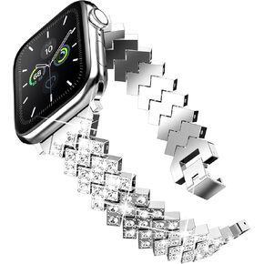 Metal Band Compatible with Bands for Women Ultra iWatch Series 9 8 7 6 5 4 3 2 1 Se｜44mm 40mm 45mm 41mm 49mm 42mm 38mm Strap Bling Men in color Silver in Kuwait