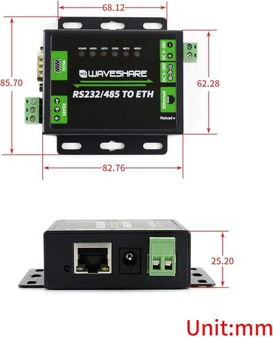 Waveshare Industrial RS232/RS485 to Ethernet Converter with Dual Serial Ports High-Speed Low-Power High-Stability Upgradable Easy to Communicate Between RS485 and RJ45 Port Ethernet in Saudi Arabia