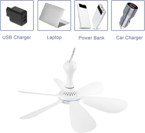 2 حزمة USB مروحة سقف المظلة مع سلك تمديد 2 متر، صغيرة محمولة 6 شفرات هادئة صغيرة DC USB مروحة سقف معلقة مروحة للتخييم سرير مسكن RV خيمة غرفة المنزل in Kuwait
