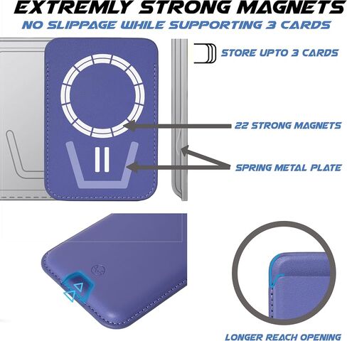 MagSafe Wallet [ Strong Magnets ] [ Animation/Haptics on Connect ] Compatible with iPhone 15 14 13 12 Leather Magnetic Card Holder RFID Blocking Supports 1 to 3 Cards (Black) in Saudi Arabia