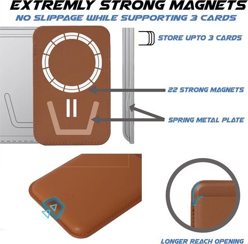 MagSafe Wallet [ Strong Magnets ] [ Animation/Haptics on Connect ] Compatible with iPhone 15 14 13 12 Leather Magnetic Card Holder RFID Blocking Supports 1 to 3 Cards (Black) in Saudi Arabia