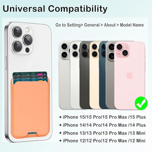 لمحفظة Magsafe، حامل بطاقات محفظة مغناطيسية لهاتف iPhone 15/14/13/12 Pro/Max/Plus/Mini، محفظة هاتف جلدية مغناطيسية قوية بتصميم لطيف لبطاقة الائتمان تناسب 3 بطاقات (برتقالي) in Saudi Arabia