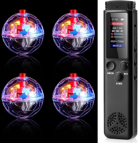 Dunzy 5 Pcs Ghost Hunting Kit includes 64 GB Digital Voice Recorders with 4 LED Cat Balls Motion Activated Cat Ball Toy Voice Activated Recorder with Playback for Pet Cat Dog Animals in Saudi Arabia