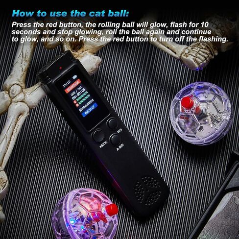 Dunzy 5 Pcs Ghost Hunting Kit includes 64 GB Digital Voice Recorders with 4 LED Cat Balls Motion Activated Cat Ball Toy Voice Activated Recorder with Playback for Pet Cat Dog Animals in Saudi Arabia