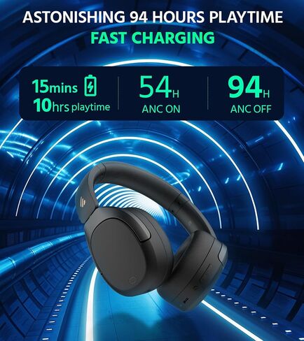 سماعات ايديفاير W830NB اللاسلكية فوق الاذن مع خاصية إلغاء الضوضاء النشطة 45 ديسيبل، وقت تشغيل 94 ساعة، صوت LDAC عالي الدقة، صوت مكاني، شحن سريع، اتصال متعدد النقاط، بلوتوث V5.4 - أسود in Kuwait