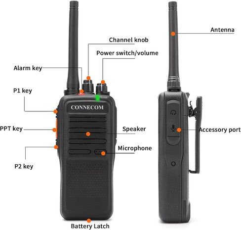 Long Range Digital & Analog Two Way Radios - CONNECOM Business Rechargeable 4W High Power Walkie Talkies Suitable for Commercial, Construction, Warehouse Worker, Industrial Factory GD100 2 Pack in Saudi Arabia