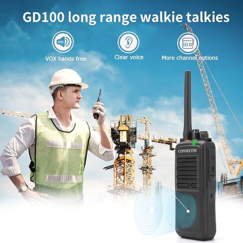 Long Range Digital & Analog Two Way Radios - CONNECOM Business Rechargeable 4W High Power Walkie Talkies Suitable for Commercial, Construction, Warehouse Worker, Industrial Factory GD100 2 Pack in Saudi Arabia
