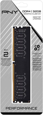 ذاكرة الوصول العشوائي PNY Performance 8 جيجابايت DDR4 DRAM 3200 ميجا هرتز (PC4-25600) CL22 (متوافقة مع 2666 ميجا هرتز أو 2400 ميجا هرتز أو 2133 ميجا هرتز) ذاكرة الكمبيوتر المكتبية 1.2 فولت (DIMM) - MD8GSD43200-TB in Kuwait
