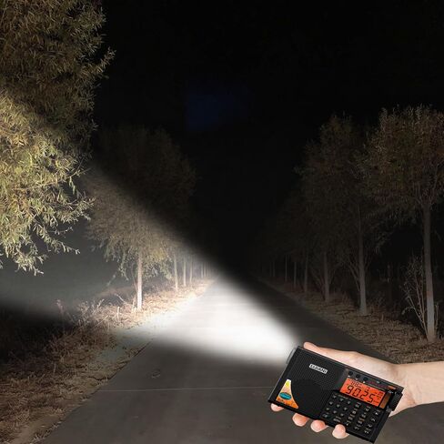 راديو الموجات القصيرة AIR/VHF/AM/FM/الطقس 6 نطاقات مع بطاقة بلوتوث/TF، مصباح يدوي 2 وات، مصباح للقراءة، إضاءة خلفية للوحة المفاتيح، تسجيل رقمي، ساعة منبه، مدعوم ببطارية AA وLI، مقبس من النوع C/ANT in Kuwait
