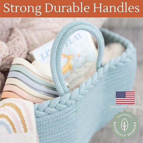 Stair Basket for Carpeted & Wooden Stairs - Cotton Rope Basket Staircase Handles - Storage Stair Steps For Laundry, Toys, Nursery Caddy - Fog Grey 15.75" L x 7.87" W x 15.75 "H in Saudi Arabia