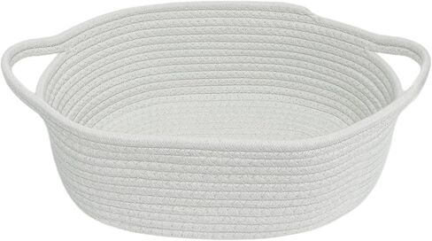 Storage Basket-13" x 8" x 5" Cute Small Woven Cotton Rope Basket for Dog Cat Toy Nursery Diaper Organizer Baby Gift Empty Decorative Boho Wicker Soft Box Bin Easter Basket w/Handles (Grey, 1pc) in Saudi Arabia