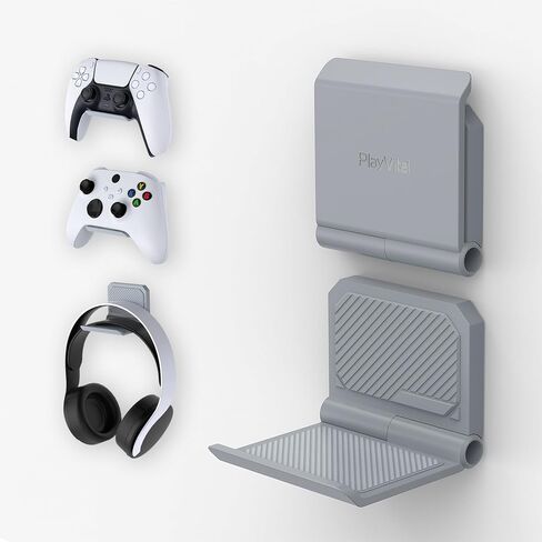 playvital 4 Set FOLD Controller Wall Mount for ps5/4, Foldable Wall Stand for Xbox Core, Switch Pro, Gaming Headset Stand, Wall Holder for Xbox Wireless Headset, for Pulse 3D Headset - New Hope Gray in Saudi Arabia