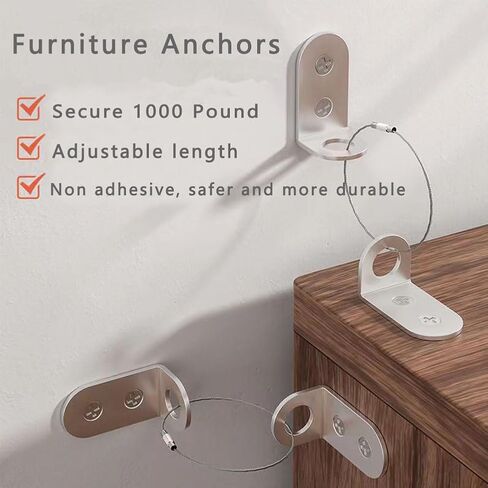 Furniture Anchors for Baby Proofing,Used for Wall Anchors for Furniture,Anti Tip Furniture Anchors Secure 600 lbs Bookcase Dresser to Wall,Durable and Safe Child Baby Proofing Kit (2 PACK) in Saudi Arabia
